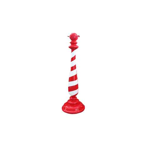 Rood-witte afzetpaal met koord voor feest of kerstdecoratie